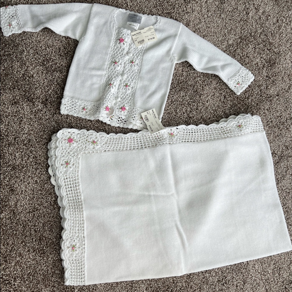 NWT Antonella Knit Cardigan, Blanket, and Bonnet